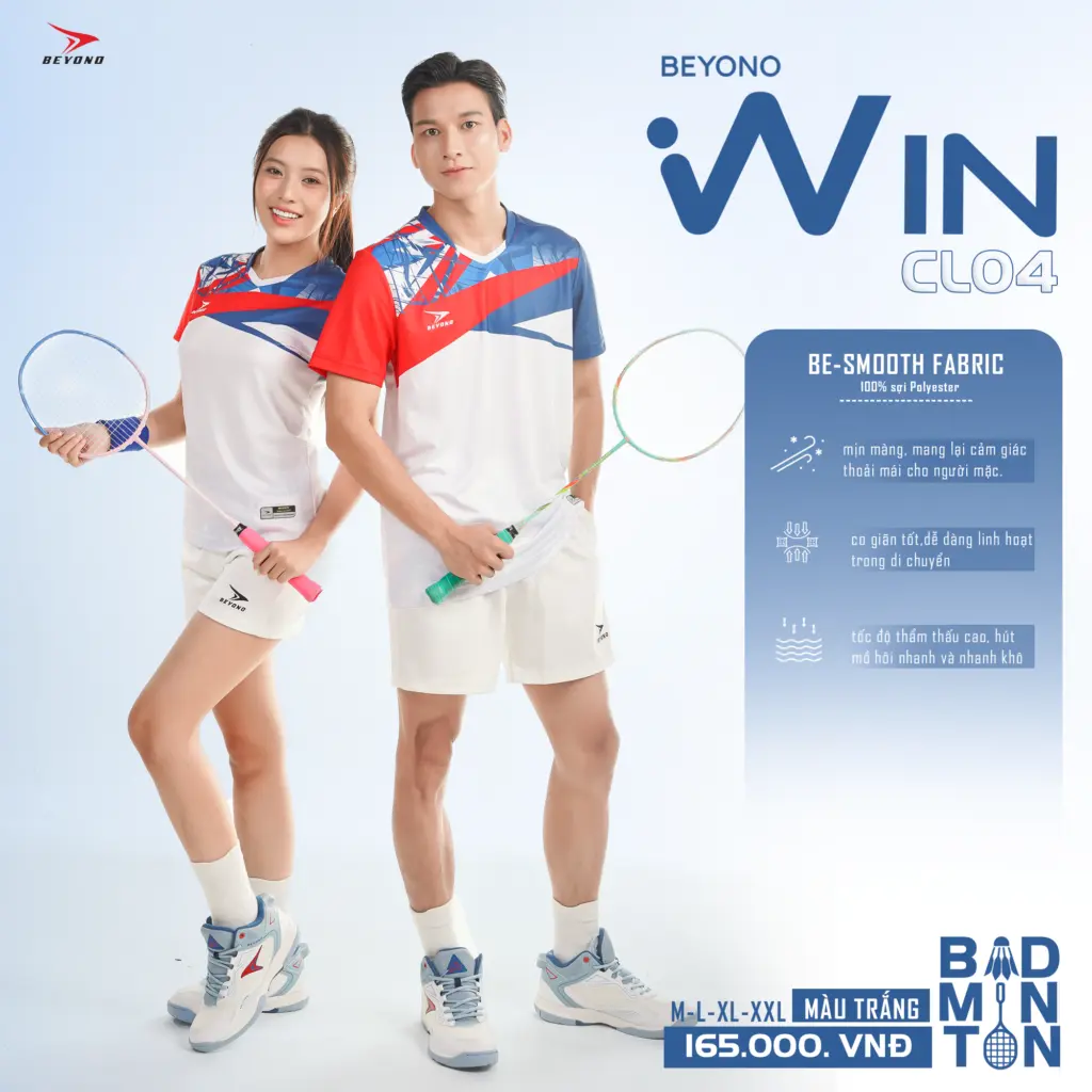 Áo Cầu Lông Beyono Win CL04 Màu Trắng