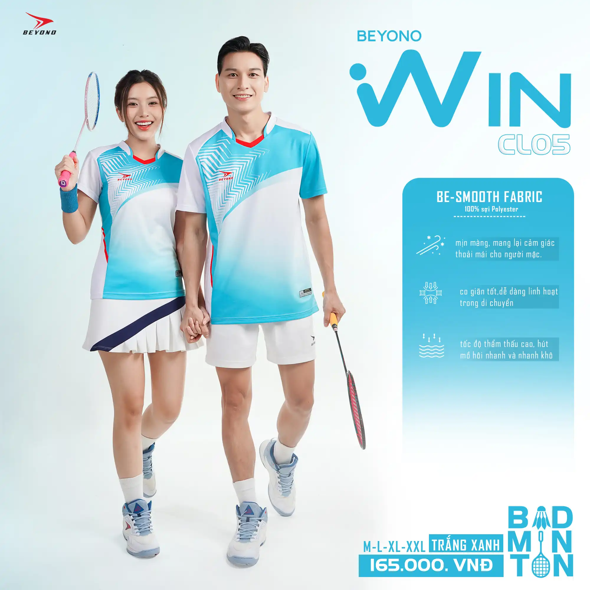 Áo Cầu Lông Beyono Win CL05 Trắng Xanh