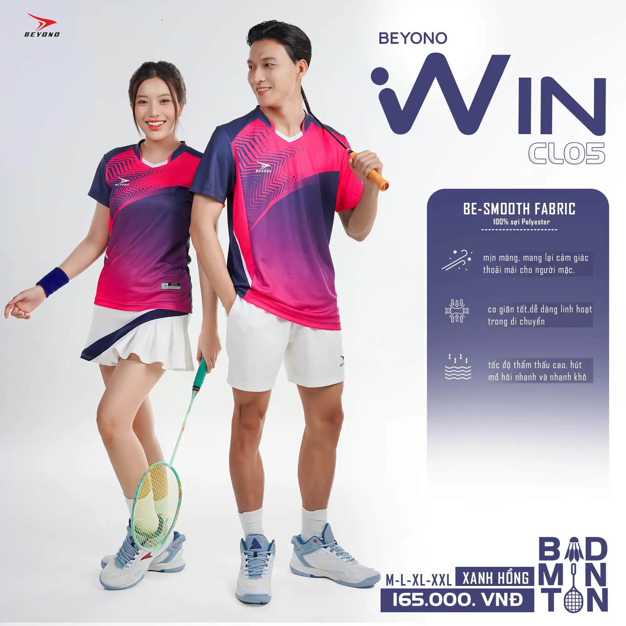 Áo Cầu Lông Beyono Win CL05 Xanh Hồng