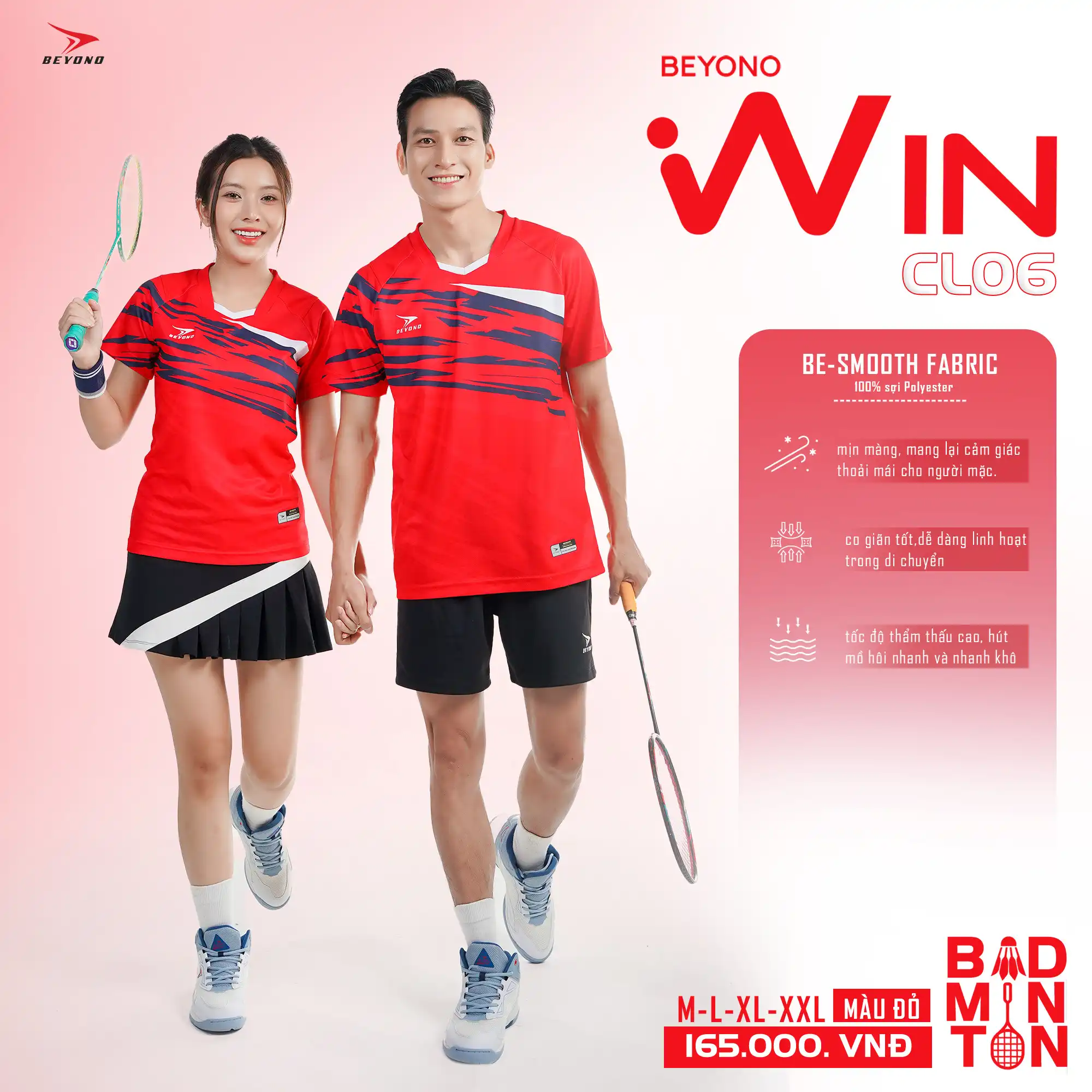 Áo Cầu Lông Beyono Win CL06 Màu Đỏ