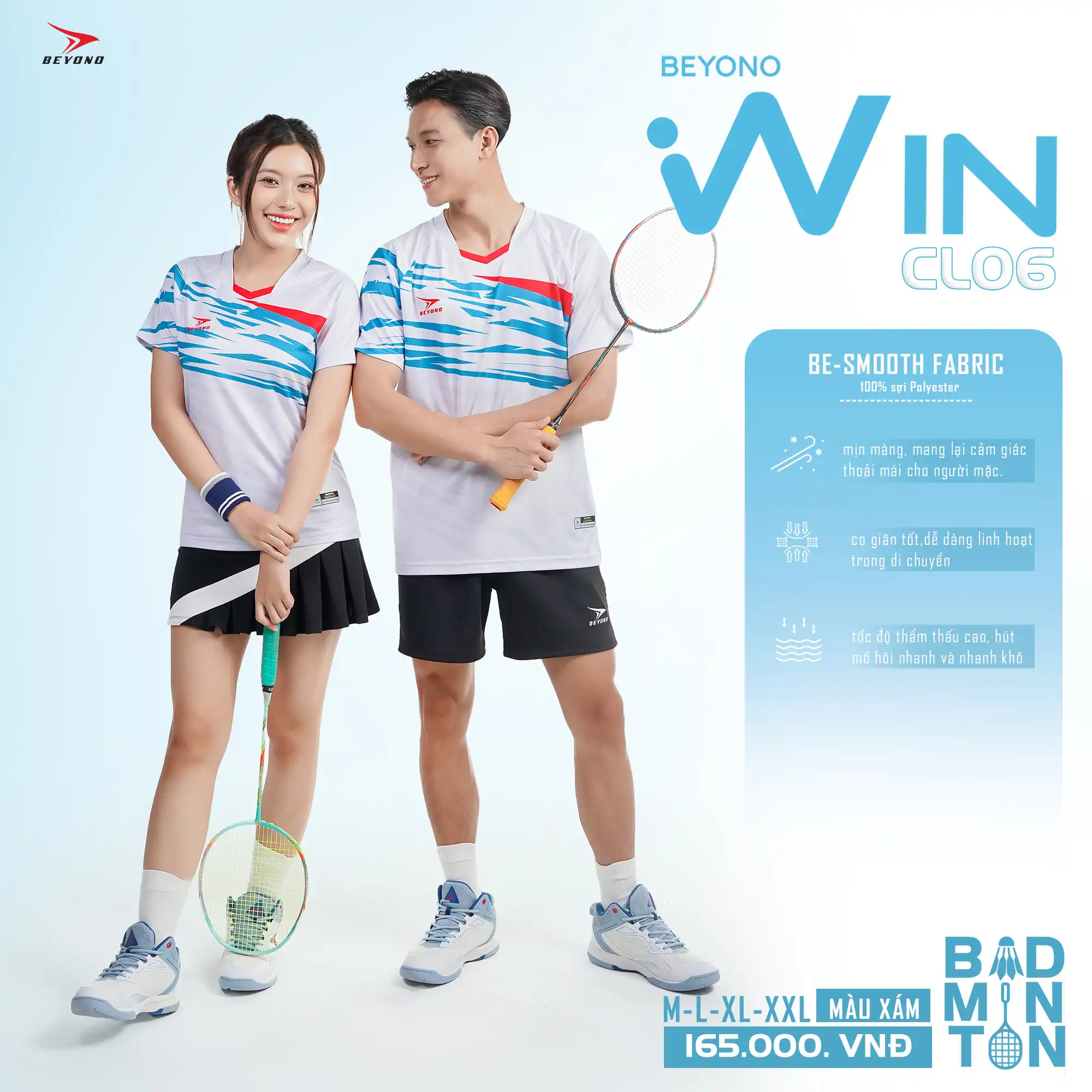 Áo Cầu Lông Beyono Win CL06 Màu Xám