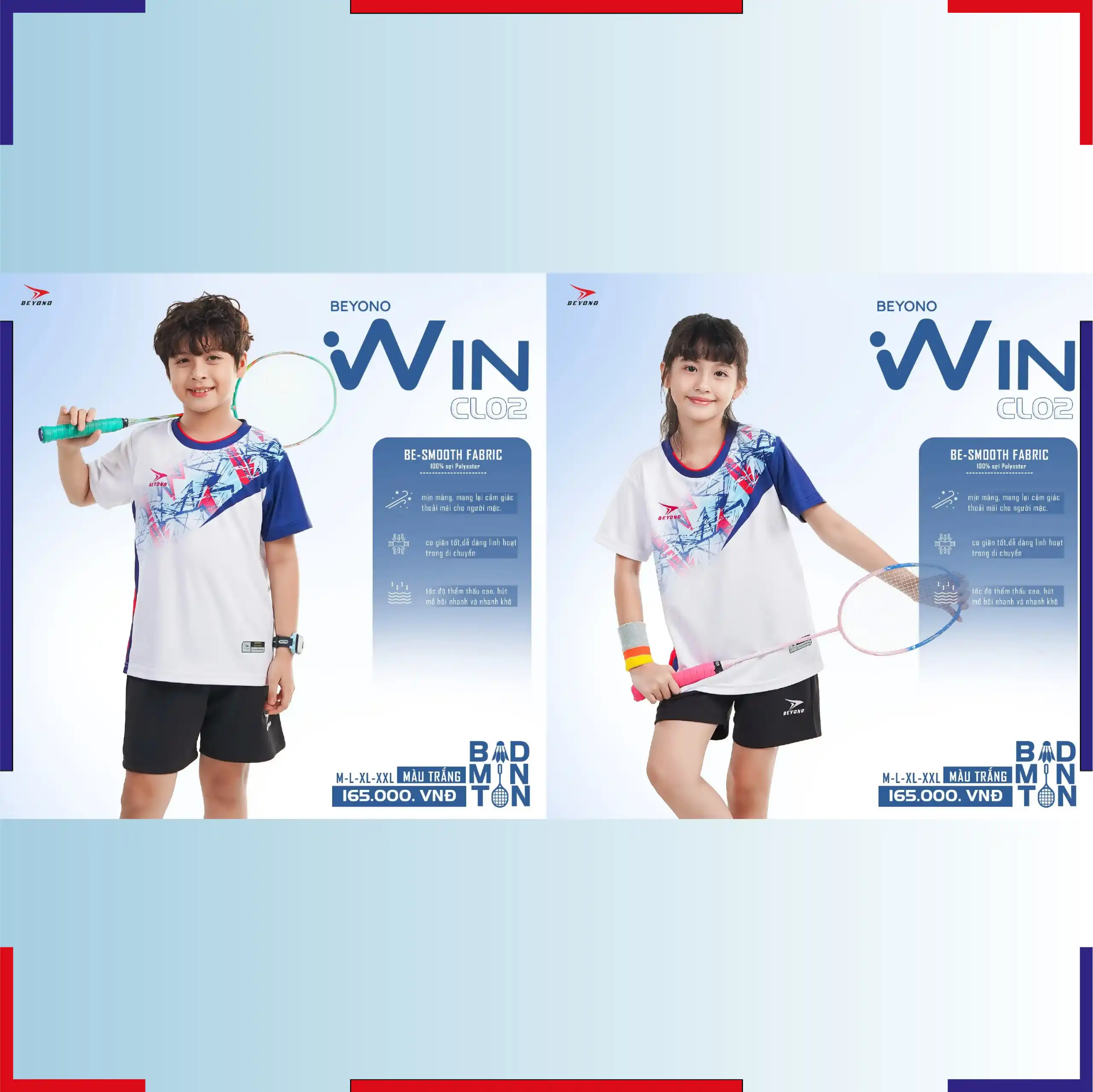 Áo Cầu Lông Beyono Win CL02 Trẻ Em Màu Trắng 