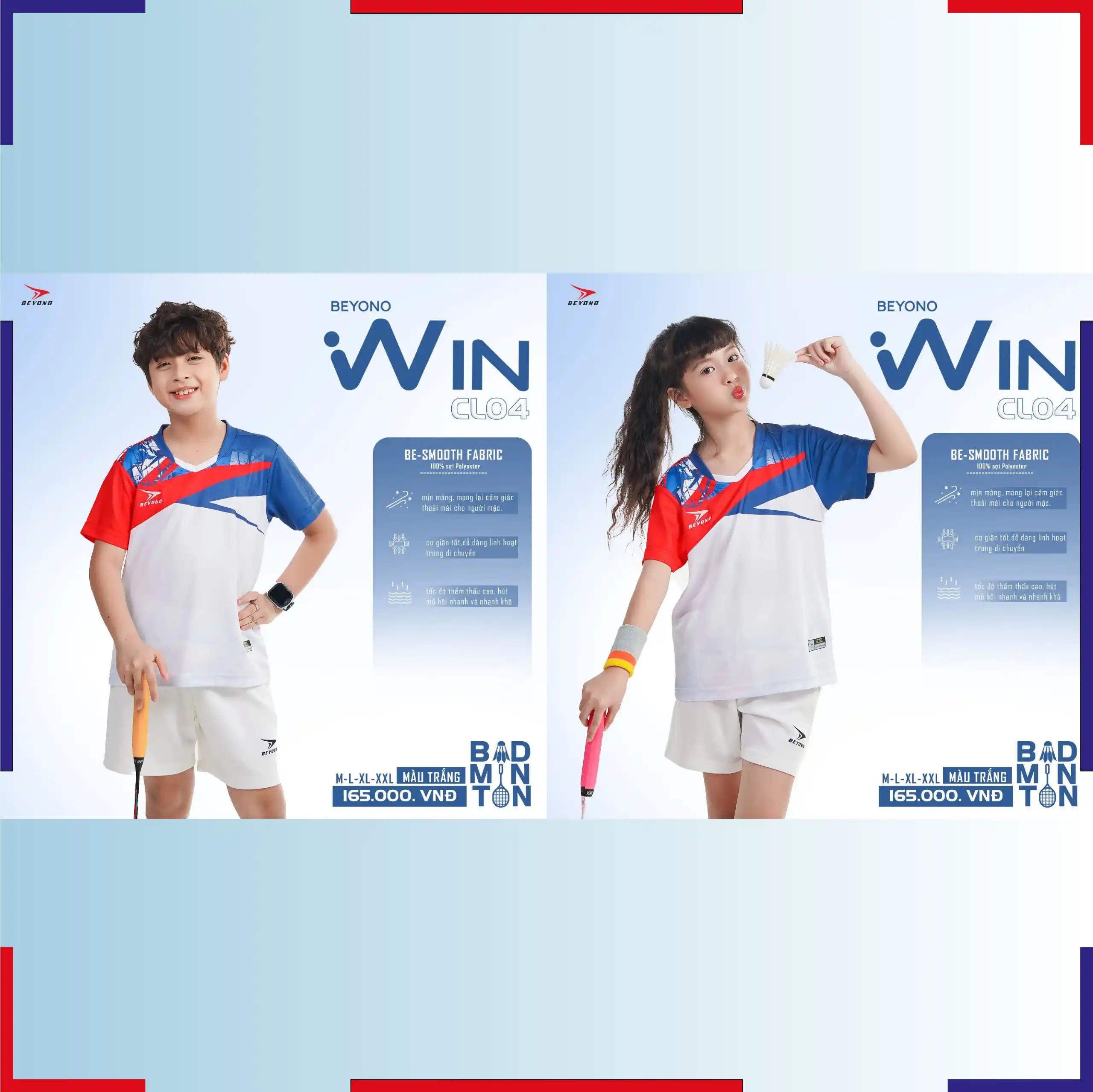 Áo Cầu Lông Beyono Win CL04 Trẻ Em Màu Trắng