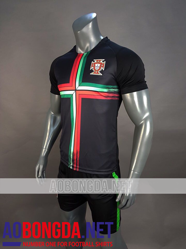 Áo Bóng Đá Bồ Đào Nha đen World Cup 2018-2019