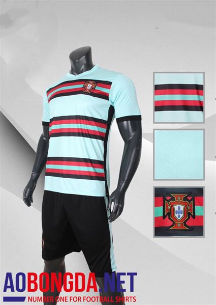 Áo Bóng Đá Bồ Đào Nha xanh sọc ngang Euro 2020-2021