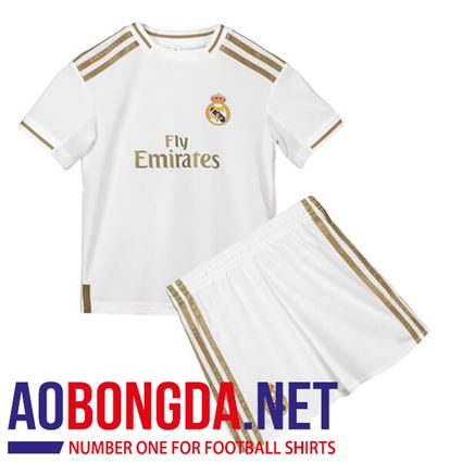 Bộ Quần Áo bóng đá trẻ em clb Real Madrid trắng sân nhà 2019-2020