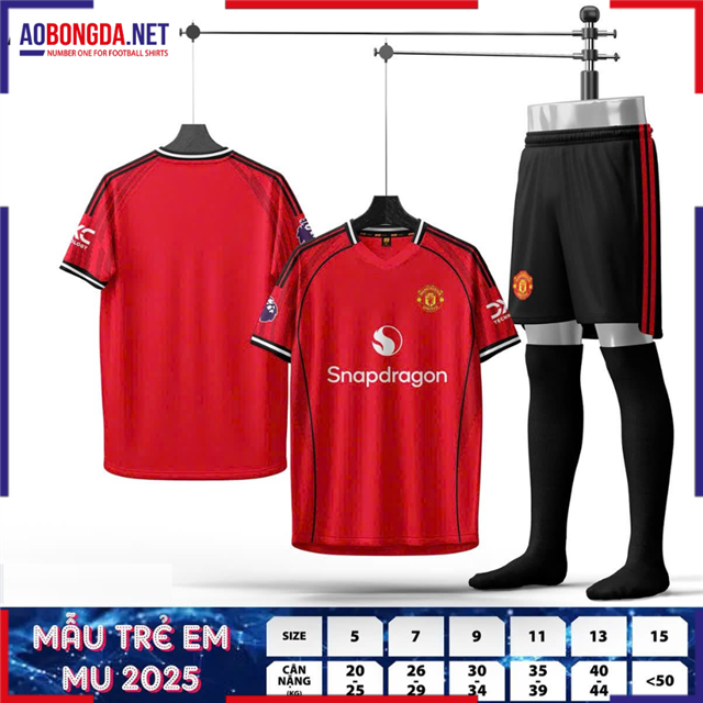 Áo Bóng Đá Câu Lạc Bộ Manchester United Trẻ Em Đỏ 2025-2026