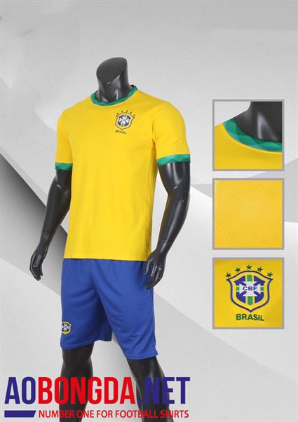 Áo Bóng Đá Đội Tuyển Brazil vàng sân nhà ngắn 2020 - 2021