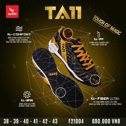 Giày bóng đá Kamito Tuấn Anh TA11 đen