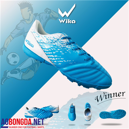 Giầy Bóng Đá Wika Winner xanh ngọc gót trắng