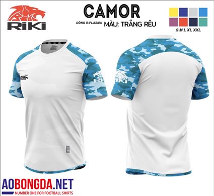 Áo Không logo Camor trắng vai xanh