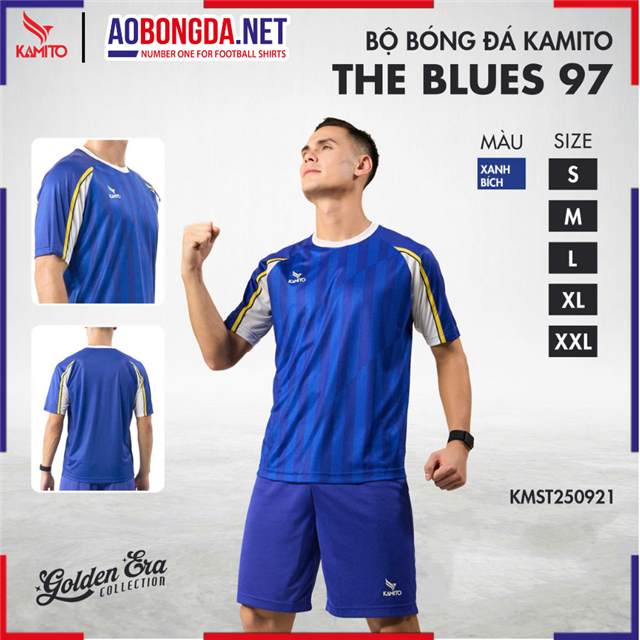 Áo Bóng Đá Không Logo Kamito The Blues 97 Xanh Bích