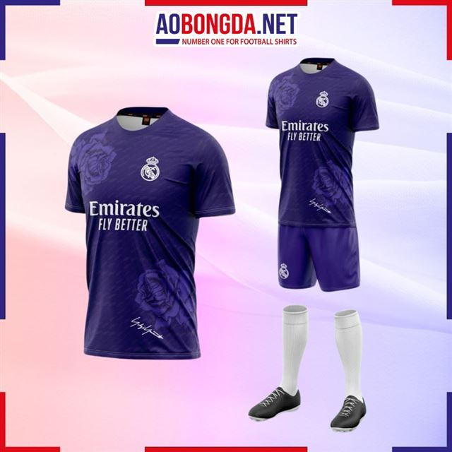 Áo Bóng Đá Câu Lạc Bộ Real Madrid Hoa Hồng Tím 2024-2025