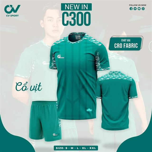 Áo Bóng Đá Không Logo CV C300 Cổ Vịt