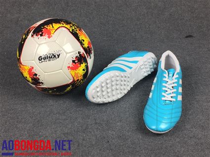 Giầy bóng đá phủi 3 sọc CT3 xanh ngọc sọc trắng