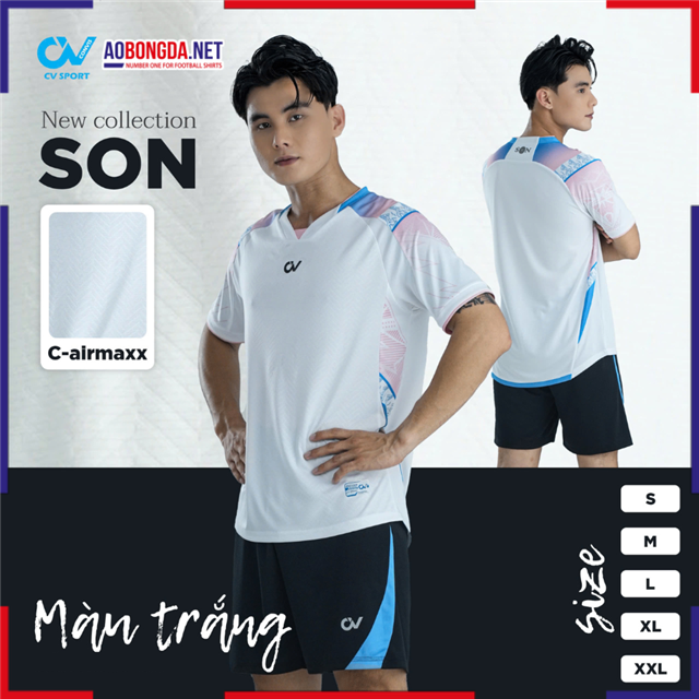 Áo Bóng Đá Không Logo CV Son Trắng