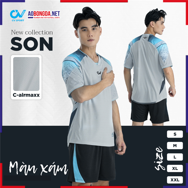 Áo Bóng Đá Không Logo CV Son Xám