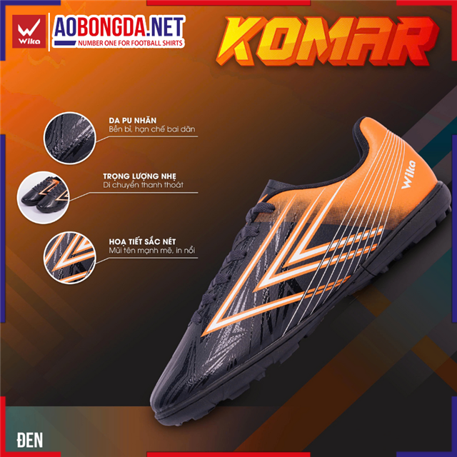 Giày Bóng Đá Wika Komar Đen