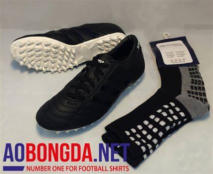 Giầy bóng đá phủi 3 sọc CT3  đen sọc đen