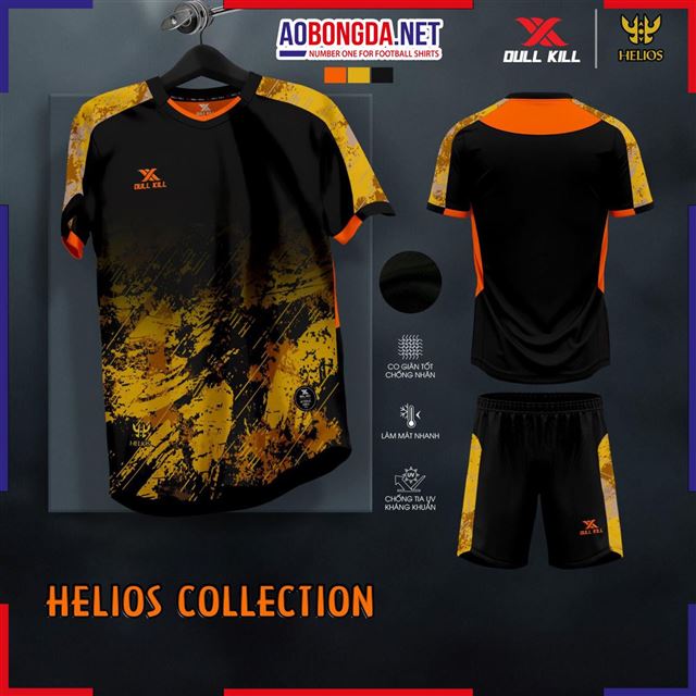 Áo Bóng Đá Không Logo Dullkill Helios Đen Vàng
