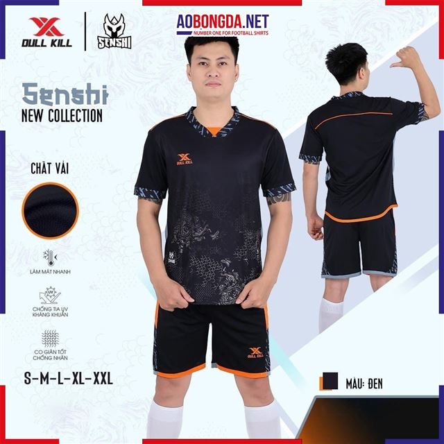 Áo Bóng Đá Không Logo Dullkill Senshi Đen 