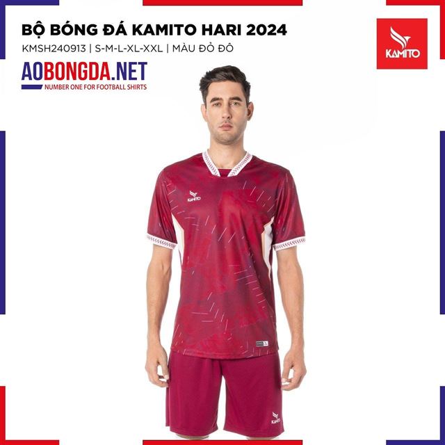 Áo Bóng Đá không Logo Kamito Hari Đỏ Đô