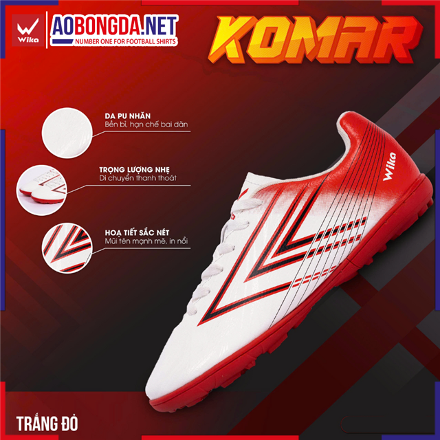 Giày Bóng Đá Wika Komar Trắng Đỏ