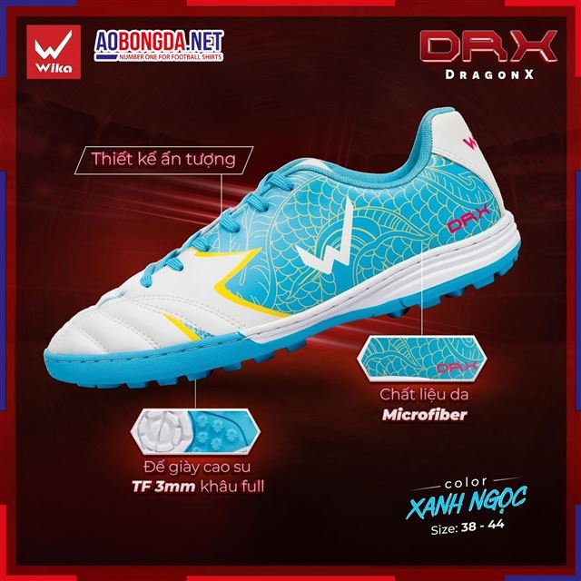 Giày Bóng Đá Wika DragonX Xanh Ngọc