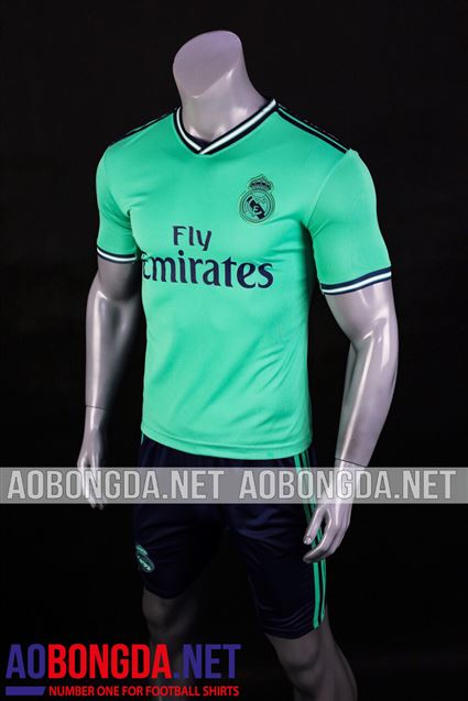 Áo Bóng Đá Real Madrid  xanh ngọc sân khách  mùa giải 2019-2020