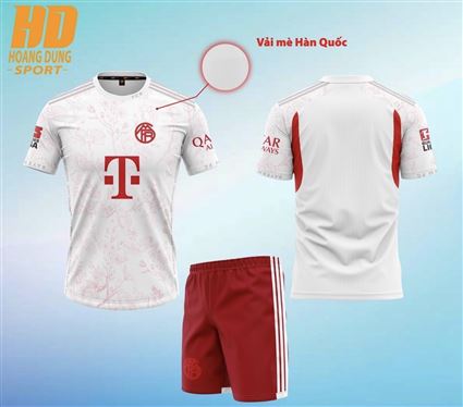 Áo Bóng Đá Bayern Munich Trắng Hoa 2023-2024