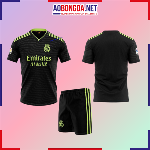 Áo Câu Lạc Bộ Real Đen Viền Chuối 2022-2023