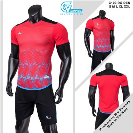Áo bóng đá không logo CV C100 đỏ