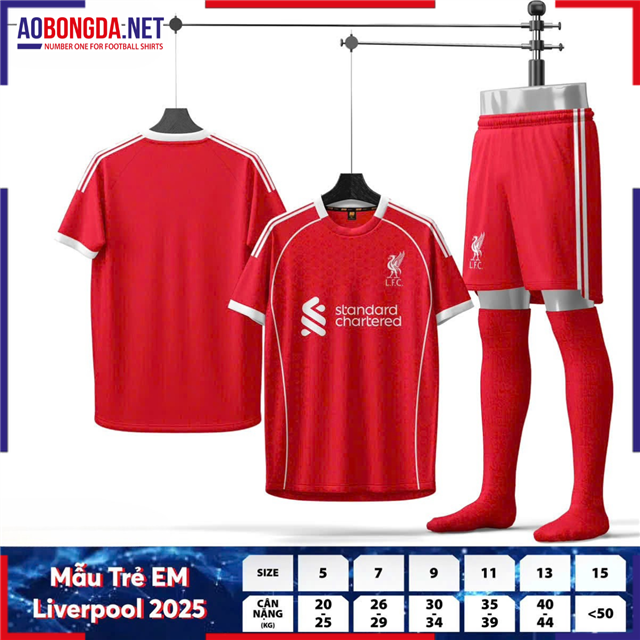 Áo Bóng Đá Câu Lạc Bộ Liverpool HD Trẻ Em Đỏ 2025-2026