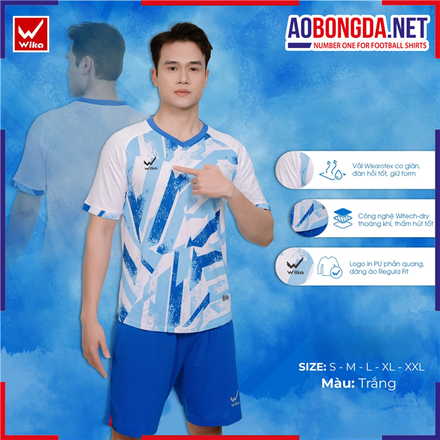 Áo Bóng Đá Không Logo Wika Thunder Trắng