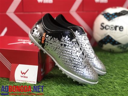 Giầy Bóng Đá Wika Hunter bạc cổ đen