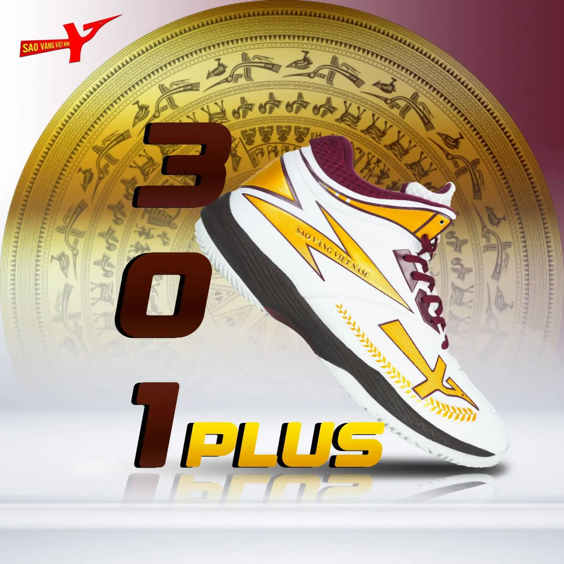 Giày Bóng Chuyền Vàng 301 Plus Trắng