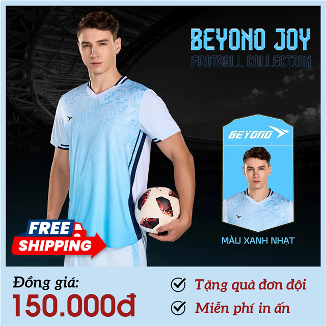 [FREESHIP] Áo bóng đá không logo Beyono Joy Xanh Nhạt