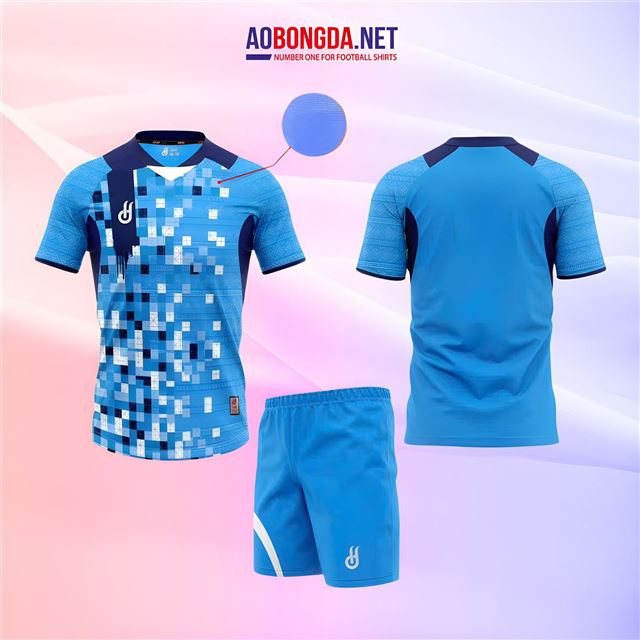 Áo Bóng Đá Không Logo HD Matrix Xanh Biển