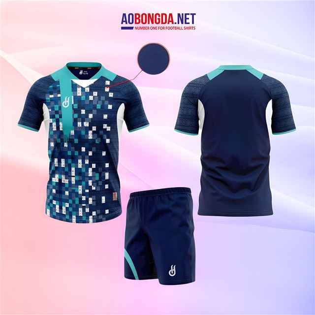 Áo Bóng Đá Không Logo HD Matrix Xanh Đen
