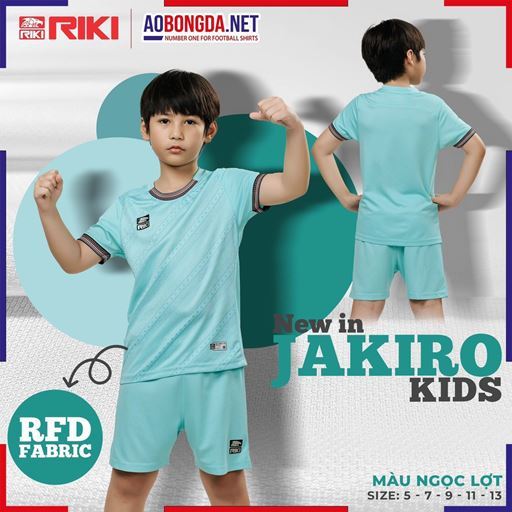 Áo Bóng Đá Trẻ Em Riki Jakiro Xanh Ngọc Lợt