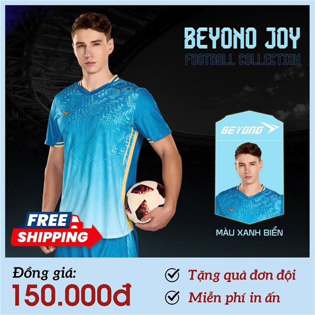 [FREESHIP] Áo bóng đá không logo Beyono Joy Xanh Biển