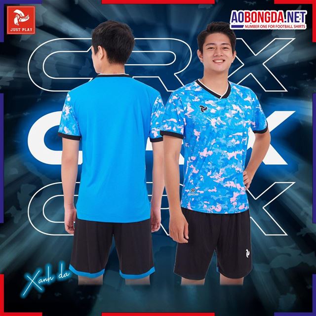 Áo Bóng Đá Không Logo Justplay CRX Xanh Da