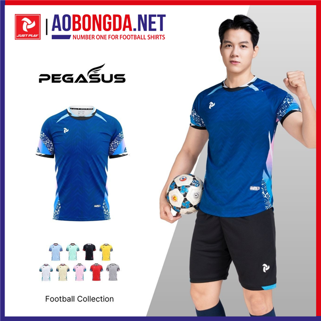 Áo Bóng Đá Không Logo Justplay Pegasus Xanh Đen