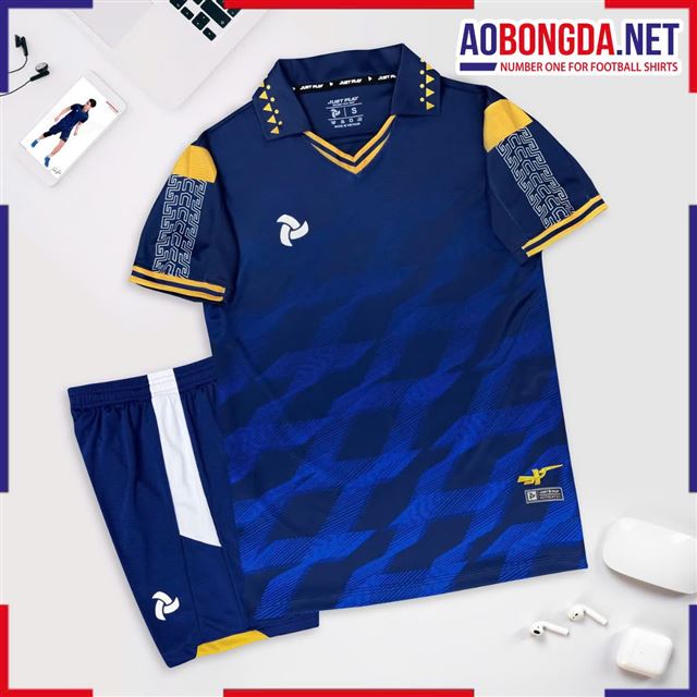 Áo Bóng Đá Không Logo Justplay Warrior Xanh Đen