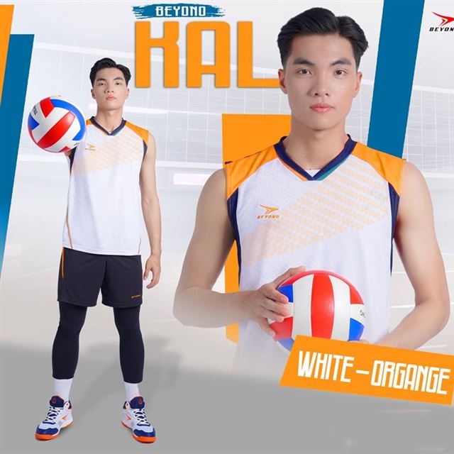 Áo Bóng Chuyền Beyono Kal Trắng Cam Nam