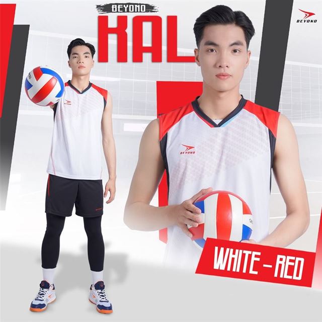 Áo Bóng Chuyền Beyono Kal Trắng Đỏ Nam