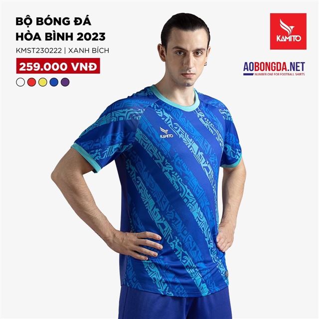 Áo Bóng Đá Không Logo Kamito Hòa Bình Xanh Bích