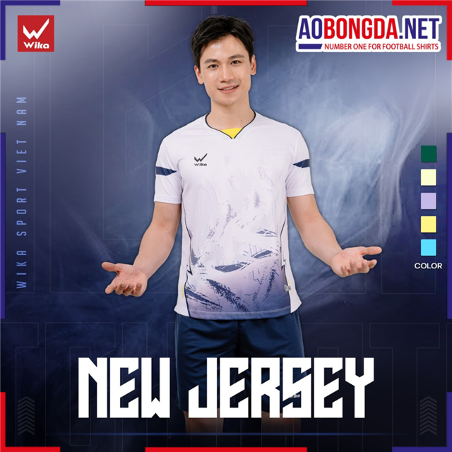 Áo Bóng Đá Không Logo Wika Java Trắng Navy