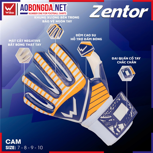 Găng Tay Thủ Môn Wika Zentor Cam