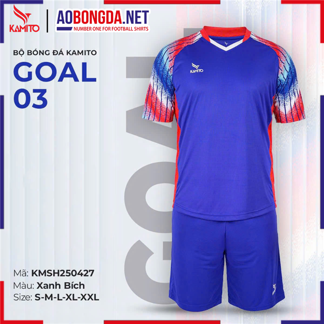 Áo Bóng Đá Không Logo Kamito Goal 03 Xanh Bích
